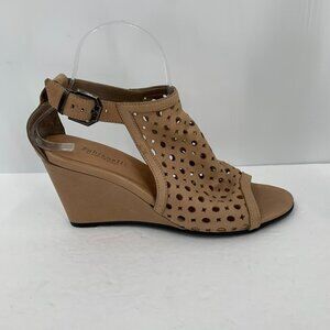 Fabianelli tan leather wedge shoe sandal bootie laser cut leather tan brown 40